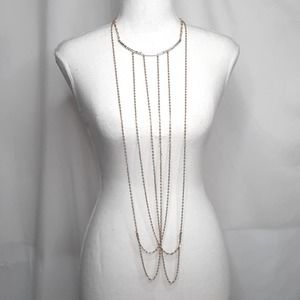 Long Gold-Tone Draped Chain Necklace